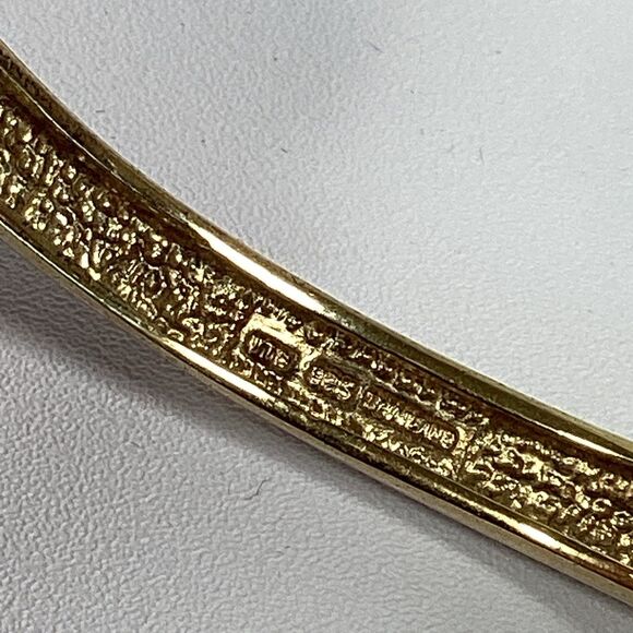 Bangle Bracelet Gold Over 925 Sterling Silver Triangle Cut CZ Hinged Thailand - Picture 7 of 9